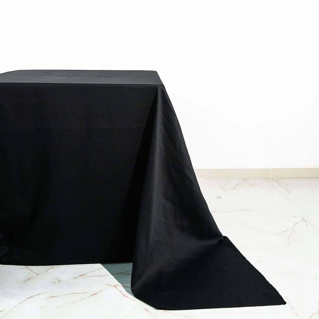 100% Cotton 90"x90" Square Tablecloth Black Linen - Soft & Breathable Fabric Table Cover