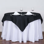 Polyester 54"x54" Table Overlay Square Tablecloth Black - Wrinkle-Resistant & Durable Table Cover for Events
