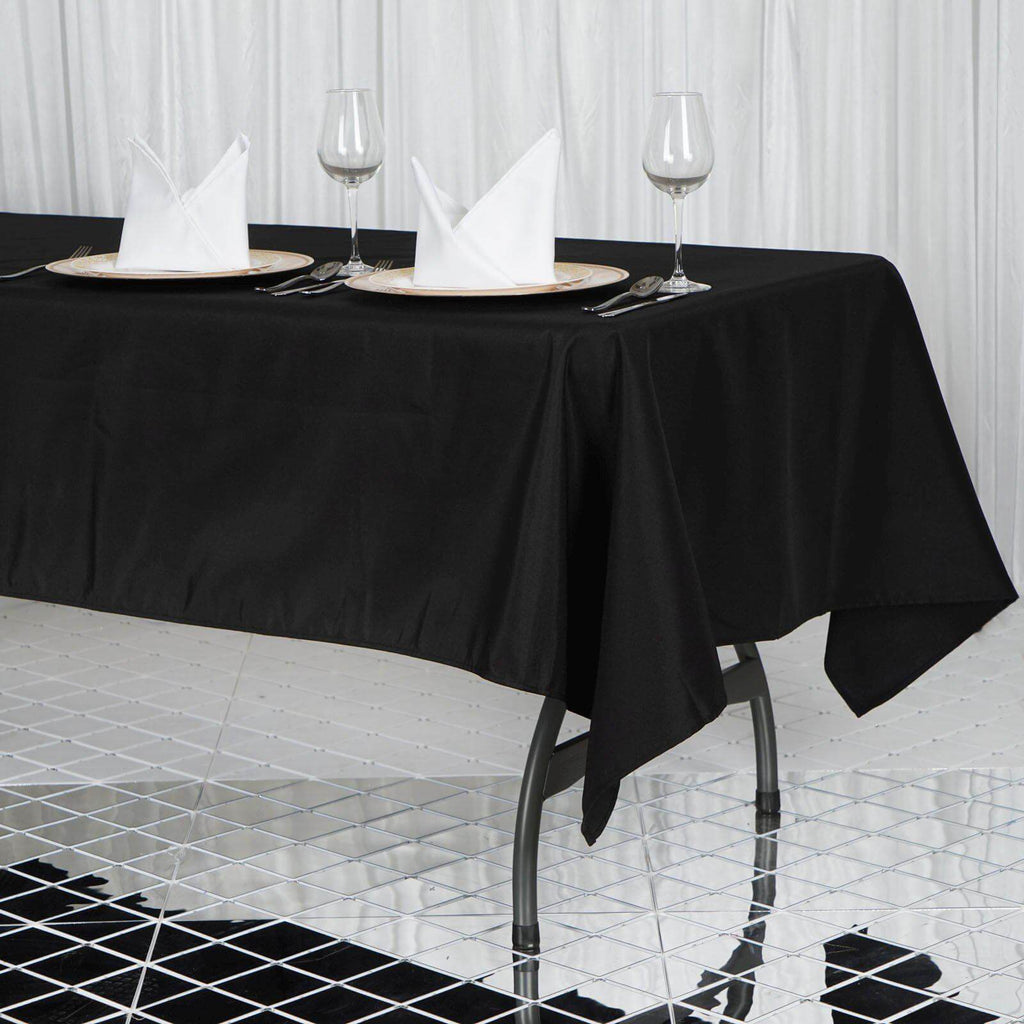 Premium Polyester 60"x102" Rectangle Tablecloth Black - Durable 220GSM Wrinkle-Resistant Table Cover for Weddings & Events