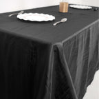 Taffeta 90"x132" Rectangle Tablecloth Black - Seamless Accordion Crinkle Design for Sophisticated Gatherings