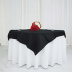 100% Cotton 54"x54" Table Overlay Square Tablecloth Black Linen - Soft & Breathable Fabric Table Topper