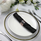 5 Pack Taffeta 20"x20" Napkins Black - Accordion Crinkle Dinner Napkins