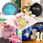 7.5ft Black Metallic Shimmer Tinsel Spandex Round Wedding Arch Cover, 2-Sided Photo Backdrop