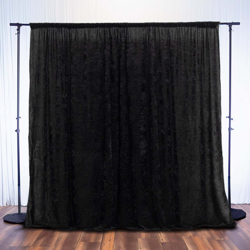 Black Crushed Velvet Backdrop Curtain â€“ 8ft x 8ft Event Drape with Rod Pocket, Privacy Panel for Photo Booths & Events