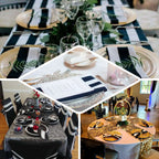 5 Pack Satin 20"x20" Napkins Black/White - Striped Reusable Dinner Napkins for Formal & Casual Dining