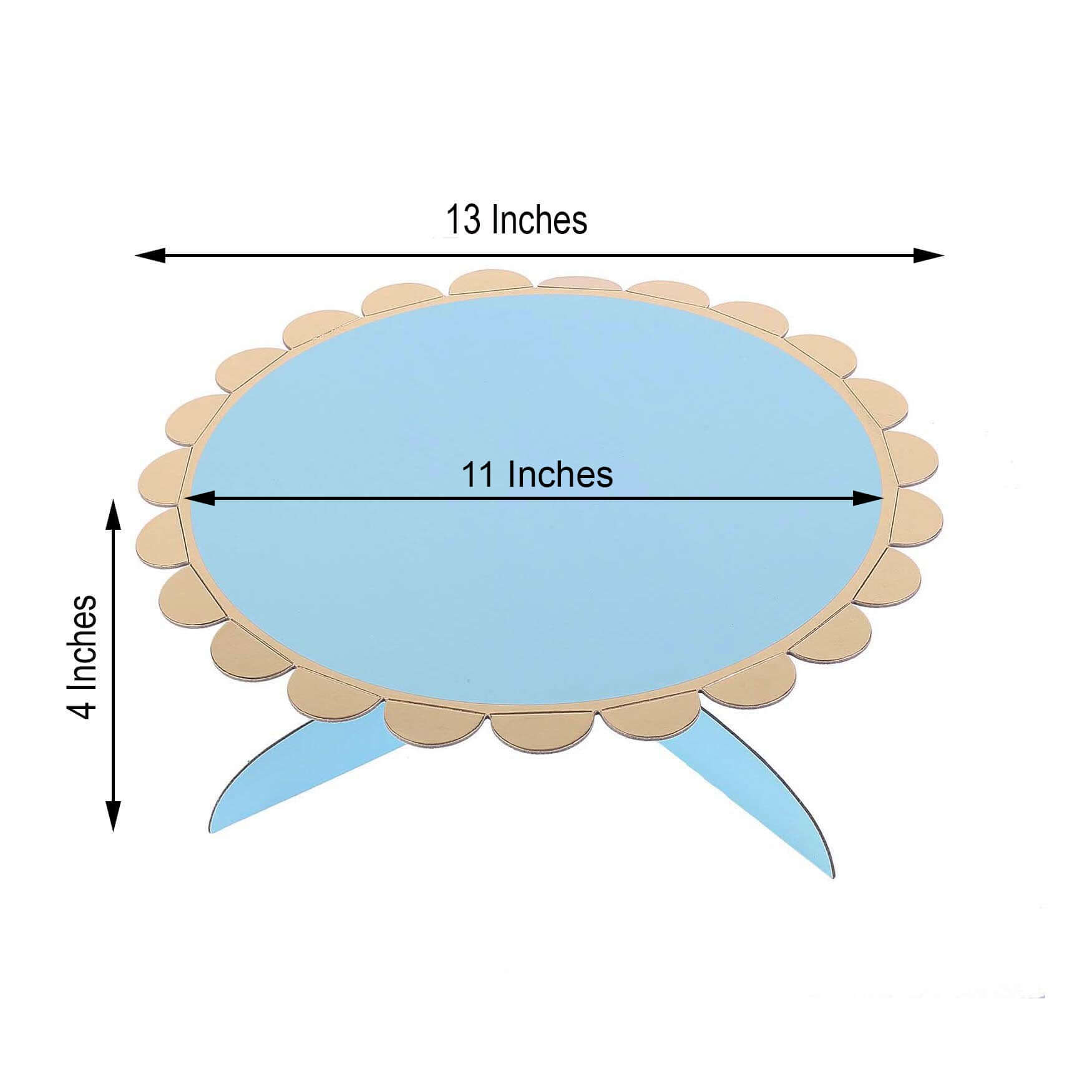 1-Tier Cardboard Cake Stand Light Blue - Stylish Reusable Cupcake Dessert Holder with Gold Scalloped Rim for Baby Showers Birthdays & Events 13"