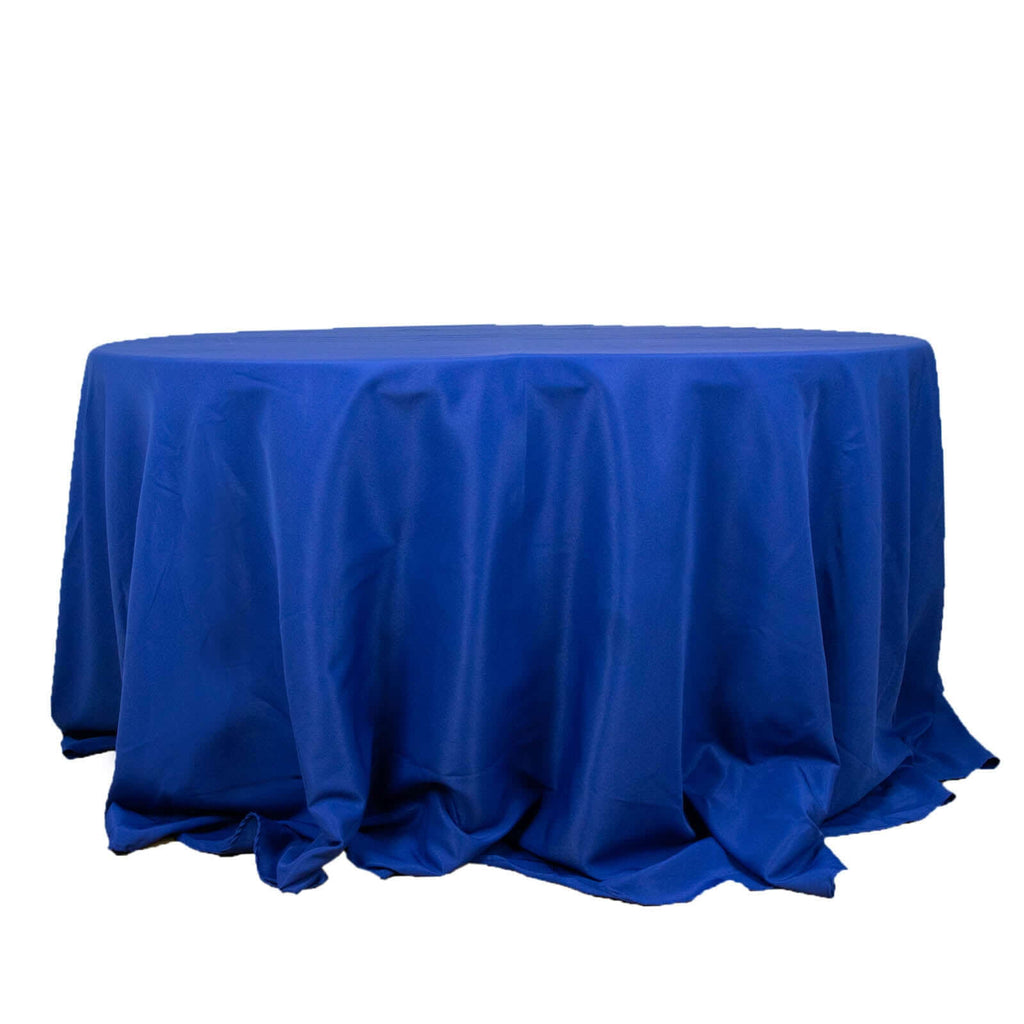 Premium Polyester 132" Round Tablecloth Royal Blue - Seamless 220GSM Wrinkle-Resistant Table Cover