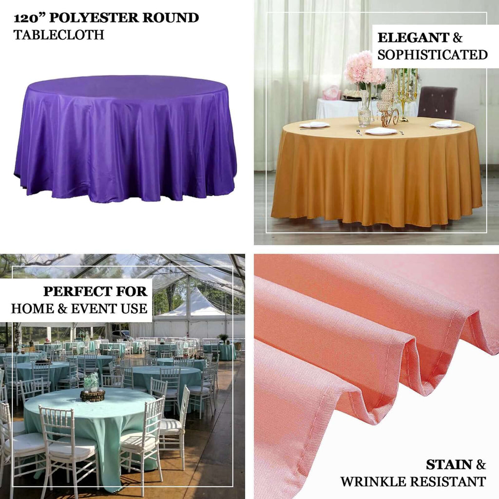 Polyester 120" Round Tablecloth Royal Blue - Seamless Wrinkle-Resistant Table Cover