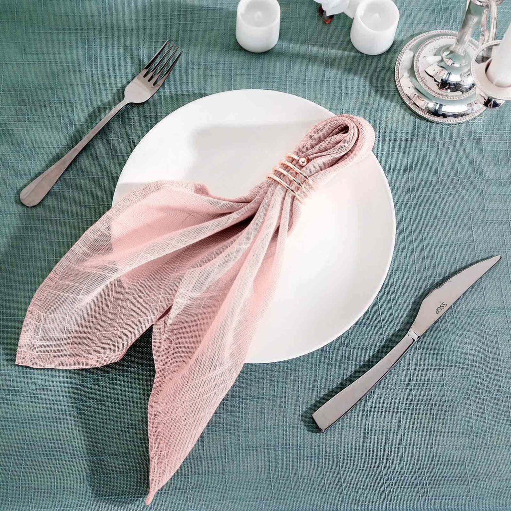 5 Pack Faux Linen 20"x20" Napkins Blush - Slubby Textured & Wrinkle Resistant Cloth Napkins