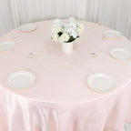 Taffeta 132" Round Tablecloth Blush - Seamless Accordion Crinkle Table Cover