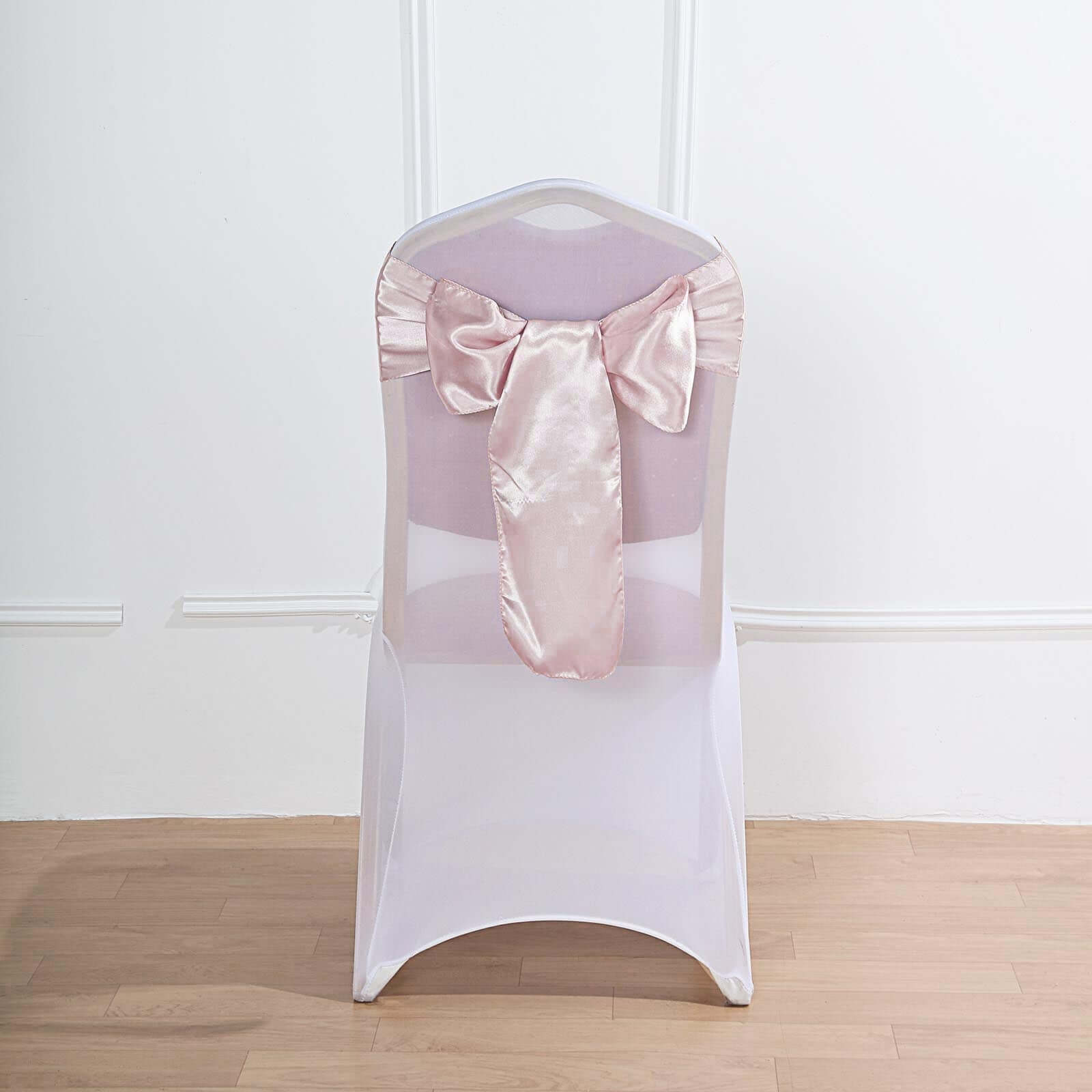 5 Pack Satin Chair Sashes Blush - Durable Chair Bows with Shiny Finish 6"x106"