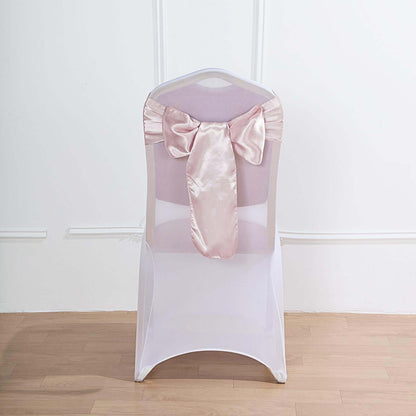 5 Pack Satin Chair Sashes Blush - Durable Chair Bows with Shiny Finish 6"x106"