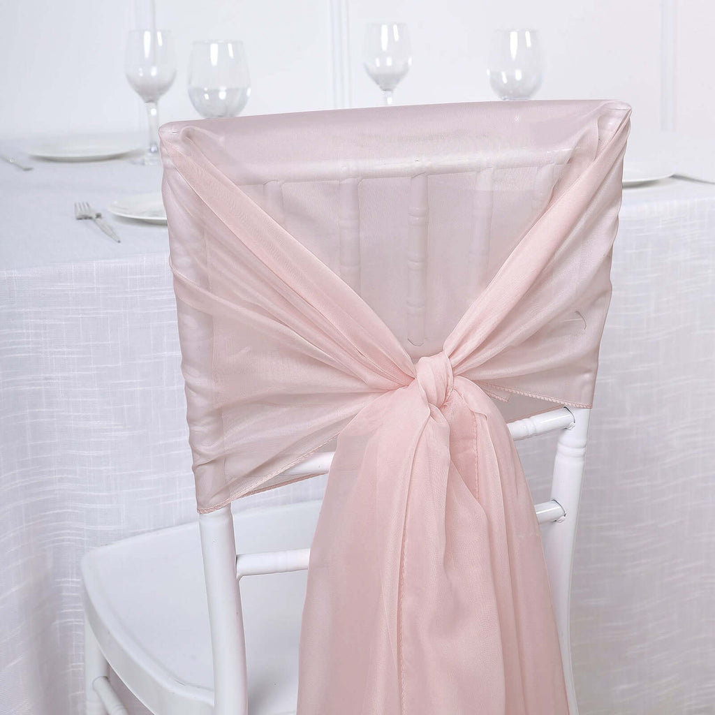 5 Pack Chiffon Chair Sashes Blush - Soft & Lightweight Designer Chair Bows 22"x78"
