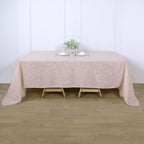 Faux Linen 90"x132" Rectangular Tablecloth Blush Seamless with Slubby Textured - Wrinkle Resistant & Seamless Table Cover