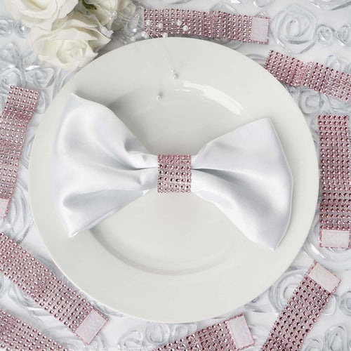 10 Pack Rhinestone Napkin Rings with Velcro Brooch Buckle Pink - Stylish Design for Chair Sashes