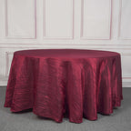Taffeta 120" Round Tablecloth Burgundy - Seamless Accordion Crinkle Table Cover