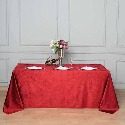 Premium Velvet 90"x132" Rectangle Tablecloth Burgundy - Reusable Soft & Seamless Table Cover