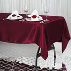 Satin Rectangular 60"x102" Tablecloth Burgundy - Smooth and Lustrous Table Cover