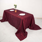 Taffeta 90"x132" Rectangle Tablecloth Burgundy - Seamless Accordion Crinkle Table Cover