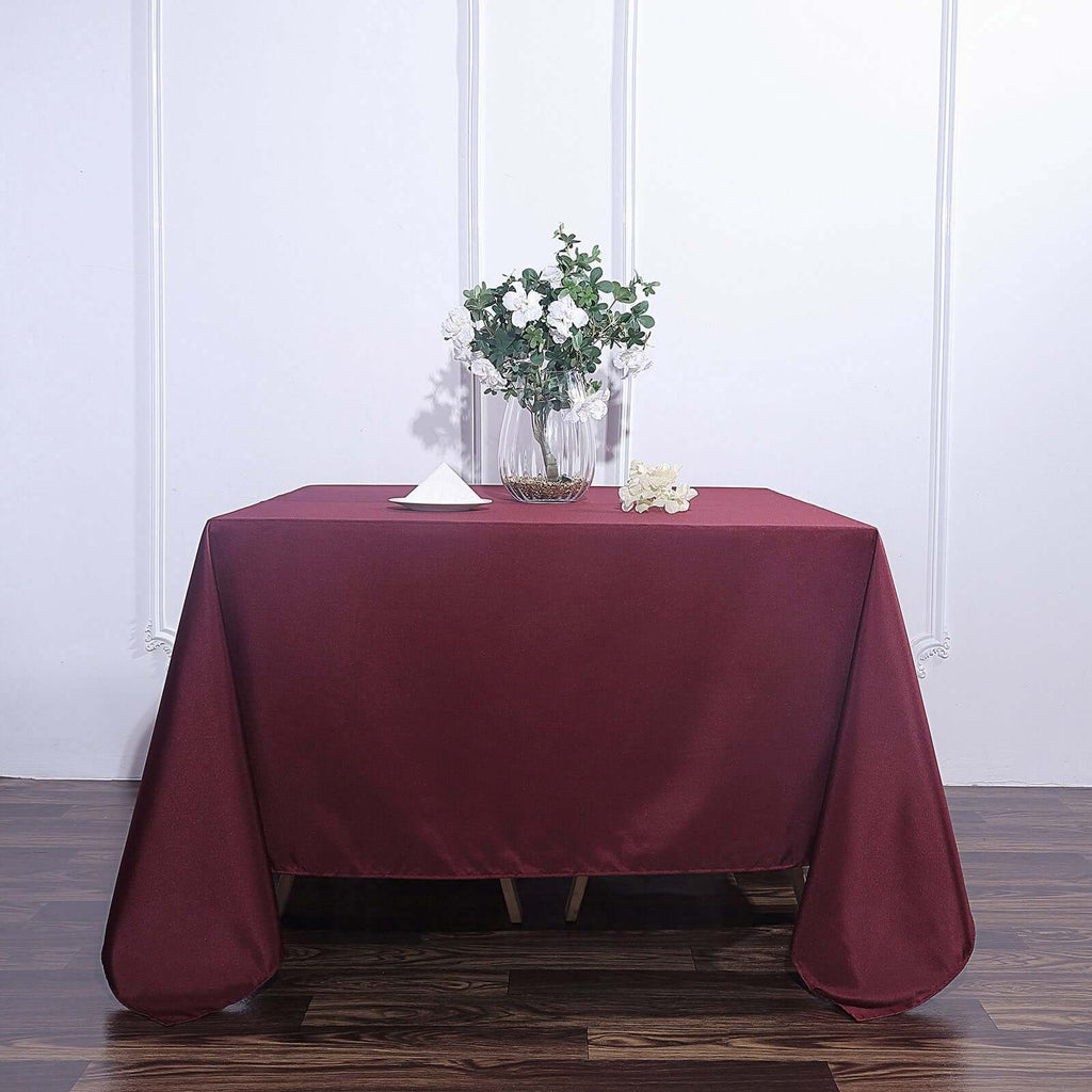 Polyester Square 90"x90" Tablecloth Burgundy - Wrinkle-Resistant & Durable Table Cover