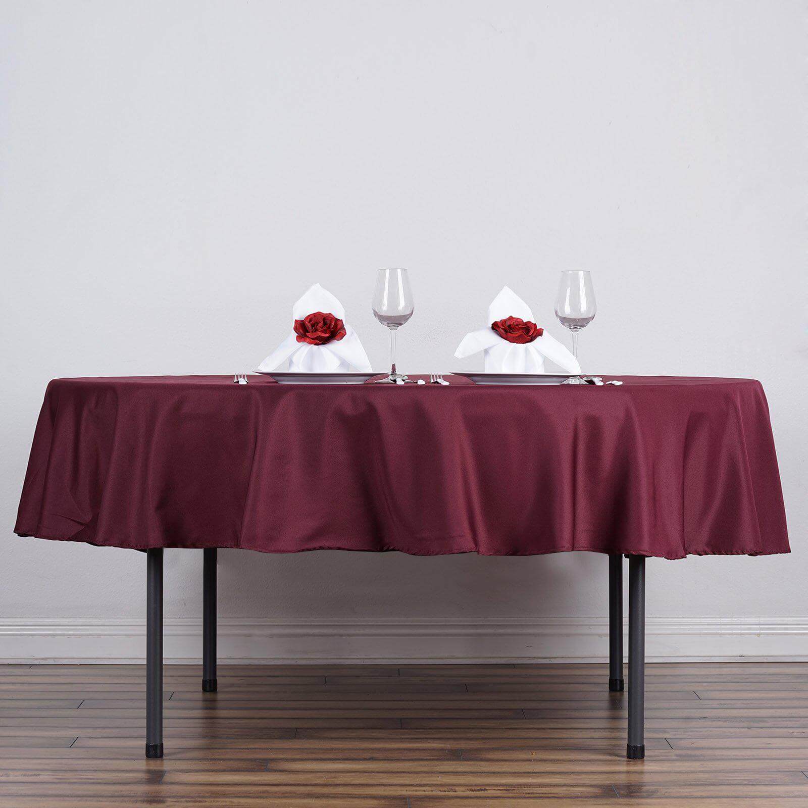 Polyester 90" Round Tablecloth Burgundy - Stain & Wrinkle-Resistant Table Cover