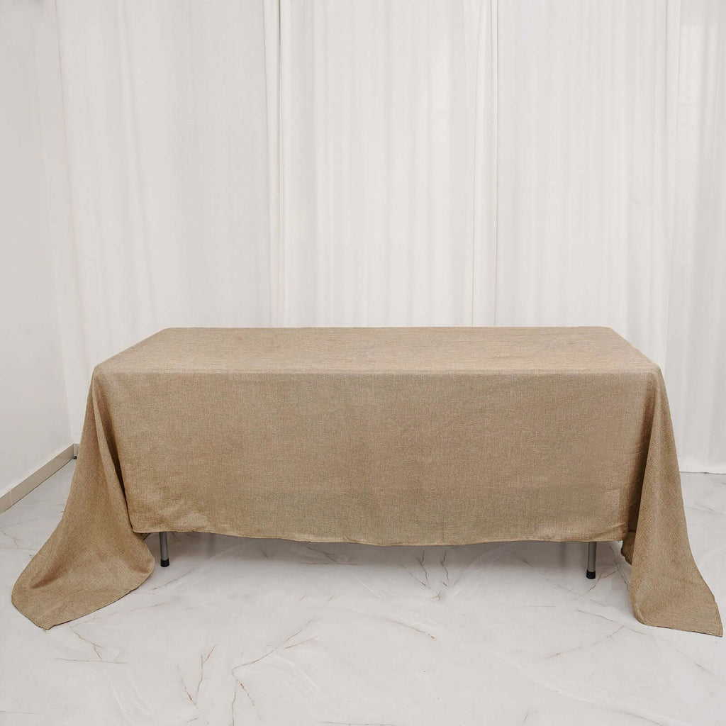 Faux Burlap Jute 60"x102" Rectangle Tablecloth Natural - Rustic Event Table Linen