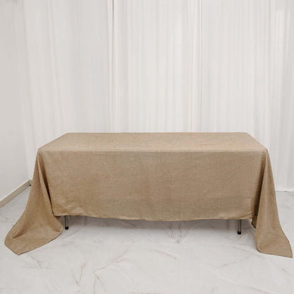 Faux Burlap Jute 60"x102" Rectangle Tablecloth Natural - Rustic Event Table Linen