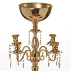 Metal Candelabra 4 Arm Design Gold with Flower Vase Bowl - Table Centerpiece for Weddings 33"