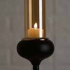 3-Tier Candle Holder Black Geometric Design with Amber Glass Votives & Gold Trim - Modern Decor for Weddings 28" Tall