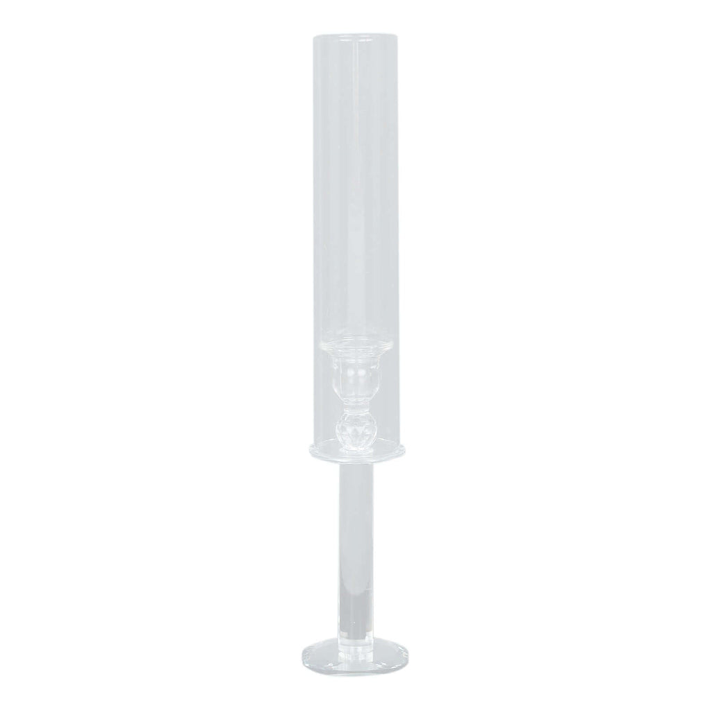 2-Pack Crystal Glass Hurricane Taper Candle Holders, Tall Decorative Candle Stands Clear Cylinder Chimney Tubes 18"