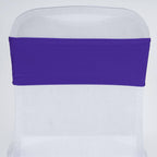 5 Pack Stretch Spandex Chair Sashes Purple - Fitted Finish Two Ply Heavy Duty Chair Bands 5"x12"