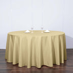 Polyester 120" Round Tablecloth Champagne - Seamless Wrinkle-Resistant Table Cover