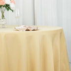 Premium Polyester 120" Round Tablecloth Champagne - Seamless 220GSM Wrinkle-Resistant Table Cover