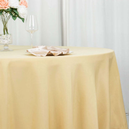 Premium Polyester 120" Round Tablecloth Champagne - Seamless 220GSM Wrinkle-Resistant Table Cover