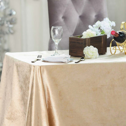 Premium Velvet 90"x132" Rectangle Tablecloth Champagne - Reusable Soft & Seamless Table Cover