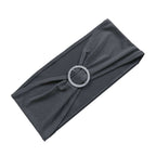 5 Pack Stretch Spandex Chair Sashes Charcoal Gray - Reusable Chair Bands with Silver Diamond Ring Slide Buckle 5"x14"