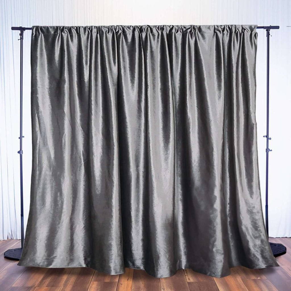 Charcoal Gray Crushed Velvet Backdrop Curtain â€“ 8ft x 8ft Event Drape with Rod Pocket, Privacy Panel for Photo Booths & Events