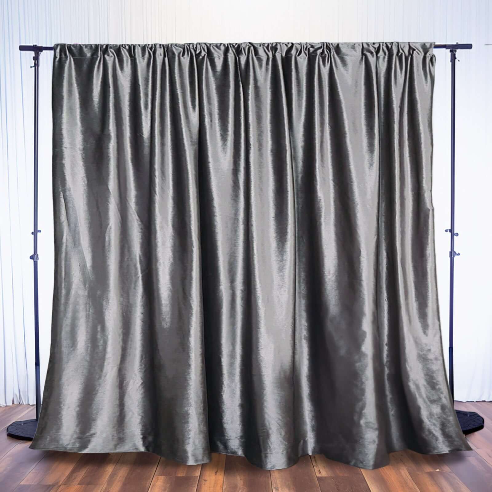 Charcoal Gray Crushed Velvet Backdrop Curtain â€“ 8ft x 8ft Event Drape with Rod Pocket, Privacy Panel for Photo Booths & Events