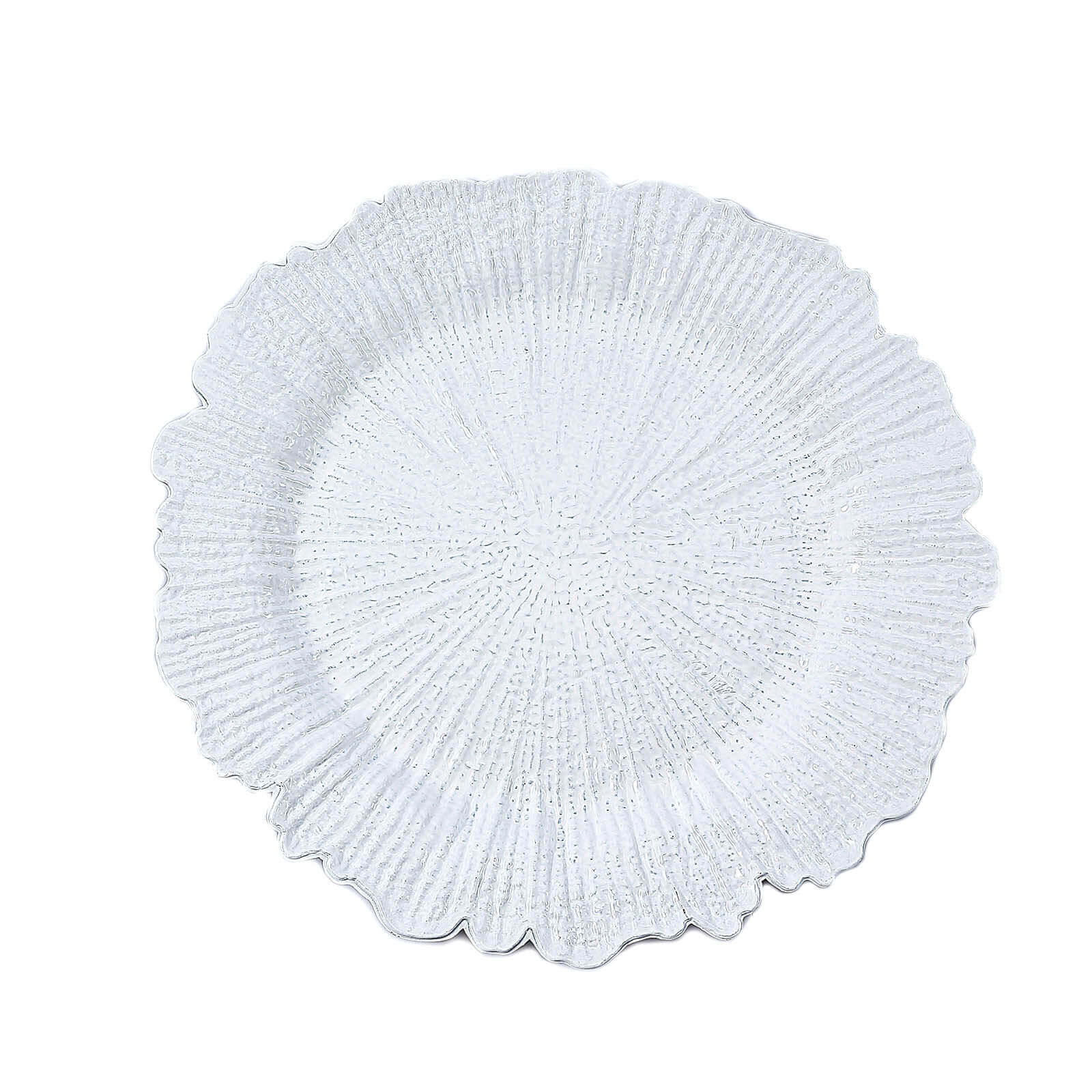 6-Pack Acrylic Plastic Round Charger Plates 13" in White with Reef Design, Classy Dinner Party Charger Tableware