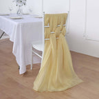 5 Pack Chiffon Chair Sashes Champagne - Soft & Lightweight Designer Chair Bows 22"x78"