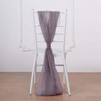 5 Pack Chiffon Chair Sashes Violet Amethyst - Soft & Lightweight Designer Chair Bows 22"x78"