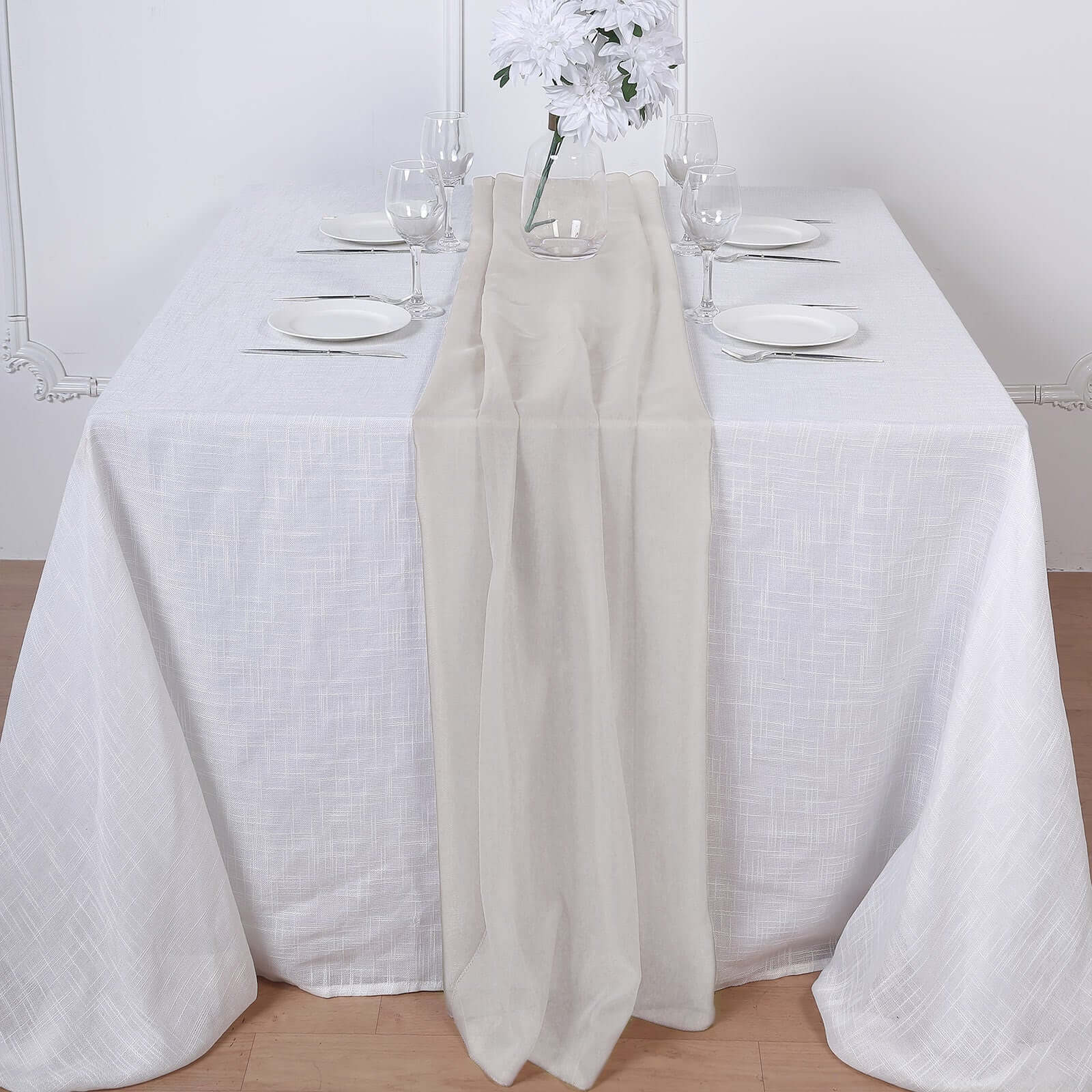 Chiffon 6ft Table Runner Beige - Flowy & Lightweight Table Decor