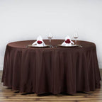 Polyester 120" Round Tablecloth Chocolate - Seamless Wrinkle-Resistant Table Cover