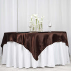 Satin 72"x72" Table Overlay Square Tablecloth Chocolate - Smooth Finish Table Cover