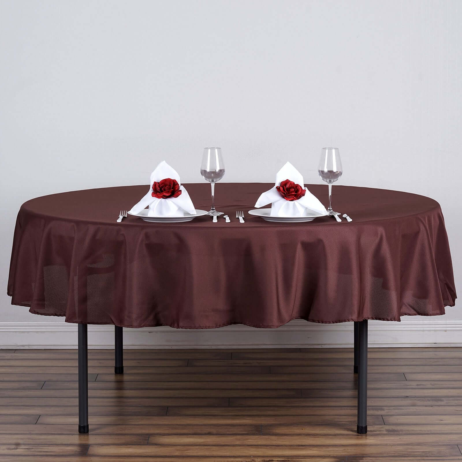 Polyester 70" Round Tablecloth Chocolate - Durable & Wrinkle-Resistant Table Cover