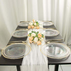 10-Pack Plastic 10" Dinner Plates in Clear with Gold Scalloped Rim - Disposable Large Party Plates