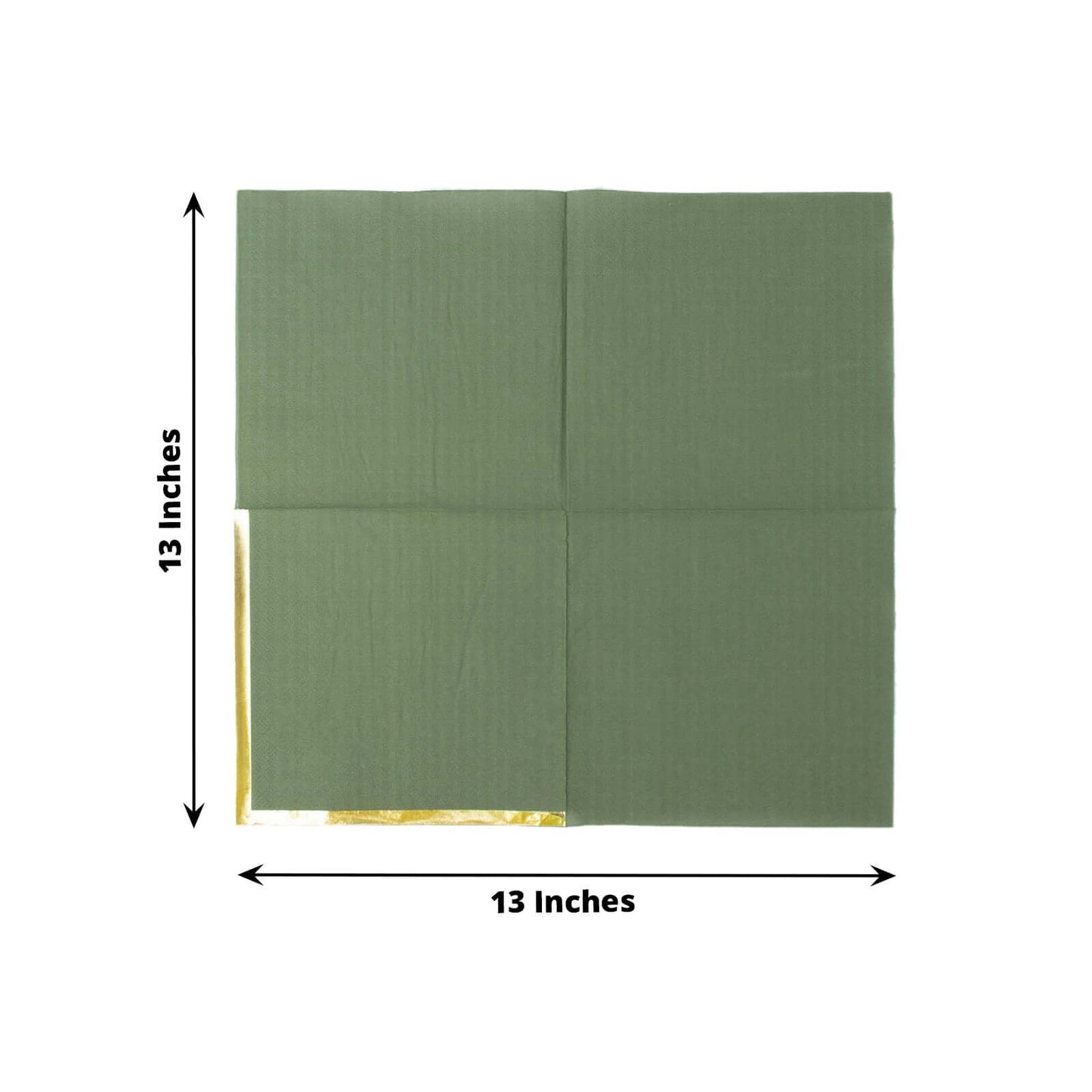 50-Pack Paper Beverage Napkins with Gold Foil Olive Green - Disposable 2 Ply Cocktail Napkins for Events 6.5"x6.5"