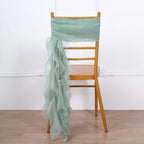 Chiffon Chair Sash with Curly Design Eucalyptus Sage - Stylish Chair Decorations