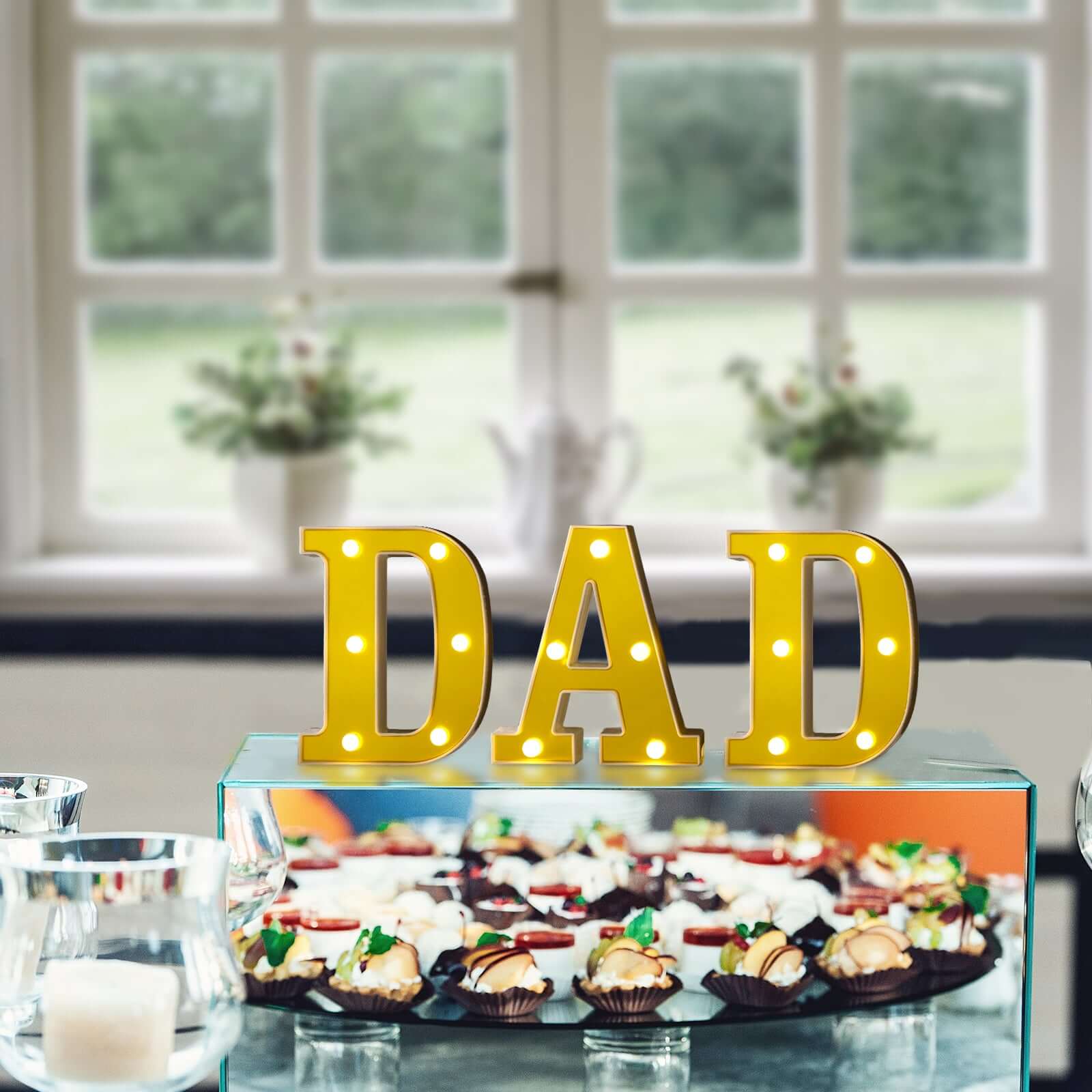 3D Marquee Letter "D" Warm White 6 LED Lights Gold - Chic Light-Up Decor for Events 6"