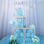 2 Pack 12" Iridescent Clear Baby Shower Party Decoration Boxes, Transparent DIY Balloon Boxes
